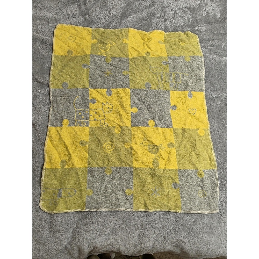 David Fussenegger Yellow Cat Puzzle Receiving Blanket Baby Girls‎ Soft Austria